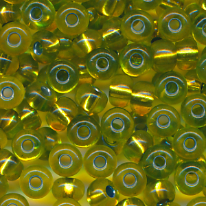 Rocailles spring-grün Silberblatt, Inhalt 9 g, Größe 4,5 mm, böhmisch