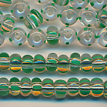 Rocailles kristall-grün, 20 Gramm, Größe 1/0, gestreift