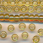 Rocailles honig transparent lüster, 100 Gramm, Größe 6,7 mm, Großloch