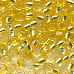 Rocailles gold hell Silberblatt, Inhalt 6 g, Größe 8/0 (3,1 mm) böhmisch