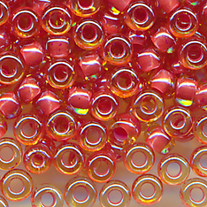 Rocailles kristall rot lining, Inhalt 9 g, Größe 10/0, böhmisch