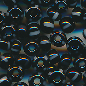 Rocailles schwarz gesteift, Inhalt 9 g, Größe 9/0 (2,6 mm) böhmisch