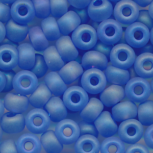 Rocailles blau rainbow matt, Inhalt 8 g, Größe 6/0, böhmisch*