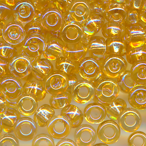Rocailles bernstein klar rainbow, Größe 10/0 (2,3 mm), 20 Gramm