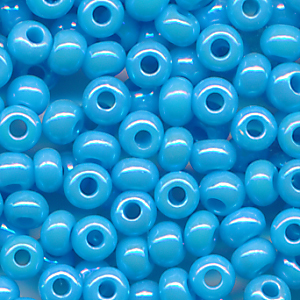 Rocailles sky light blau opak rainbow, Größe 10/0 (2,3 mm), 20 Gramm