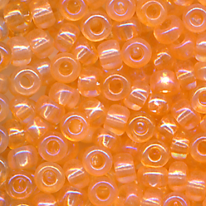 Rocailles lachs-rot klar rainbow, Größe 10/0 (2,3 mm), 20 Gramm