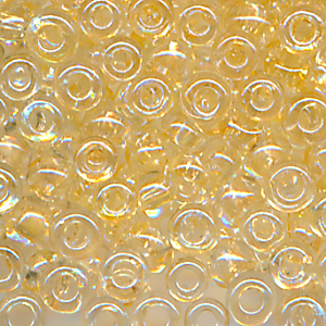 Rocailles wüsten-gelb klar rainbow, Größe 11/0 (2,1 mm), 20 Gramm