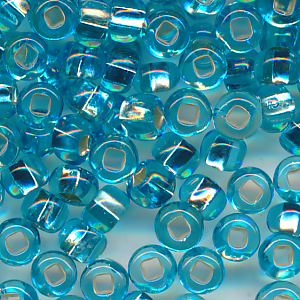 Rocailles hellblau Silbereinzug, Größe 9/0 (2,6 mm), 20 Gramm