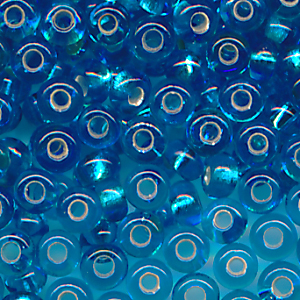 Rocailles ocean-blau Silbereinzug, Größe 10/0 (2,3 mm), 20 Gramm