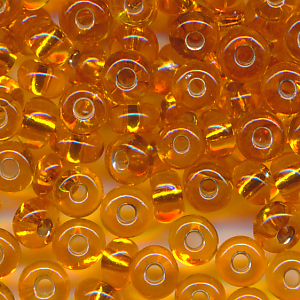 Rocailles orange Silbereinzug, Größe 9/0 (2,6 mm), 20 Gramm