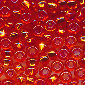 Rocailles blut-orange Silbereinzug, Größe 10/0 (2,3 mm), 20 Gramm