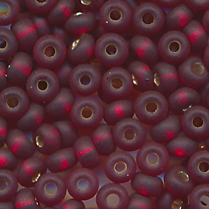 Rocailles matt ruby-rot Silbereinzug, Größe 9/0 (2,6 mm), 20 Gramm