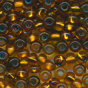 Rocailles kristall lining nussbraun, Größe 6/0 (4,0 mm), 20 Gramm