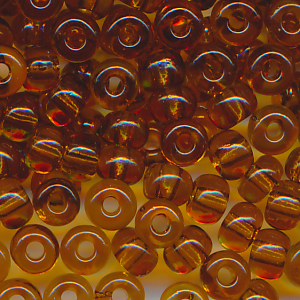 Rocailles klar bernstein braun, Größe 6/0 (4,0 mm), 20 Gramm