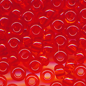 Rocailles klar hell rot, Größe 8/0 (3,0 mm), 20 Gramm