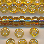 Rocailles honig transparent lüster, 100 Gramm, Größe 8,5 mm, Großloch