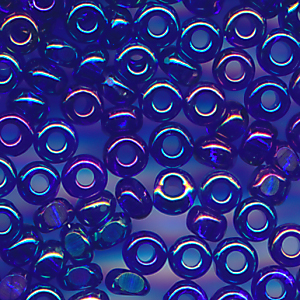 Rocailles facettiert navy blue rainbow, Inhalt 6 g, Größe 13/0, Cut-Perlen