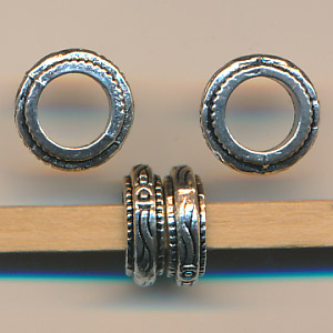 Metallperlen silberfarben, Inhalt 3 Stück, Größe 7 x 5 mm