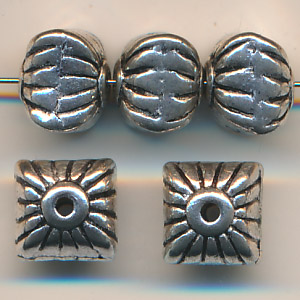 Metallperlen silberfarben, Inhalt 3 Stück, Größe 7 x 5 mm