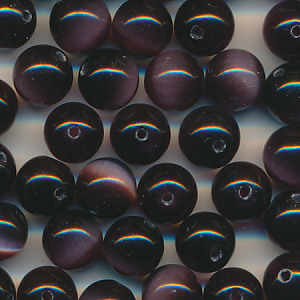 Katzenaugen aubergine, Inhalt 12 Stück, Größe 8 mm, cat eye Glasperlen