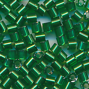 Stiftperlen grün Silber lining, Inhalt 8 g, Größe 2 mm