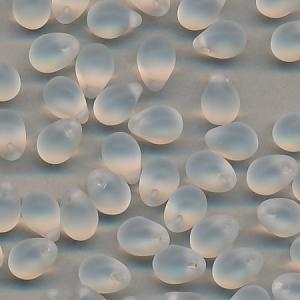 Glasperlen kristall matt, Inhalt 20 Stück, Größe 7 x 5 mm, Tropfen