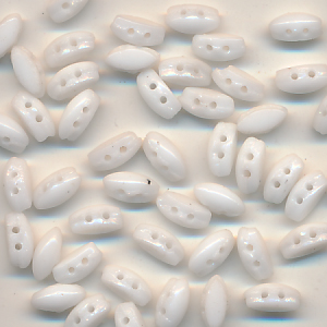 Glasperlen weiß opak, Inhalt 60 Stück, Größe 7 x 3 mm, Navetten