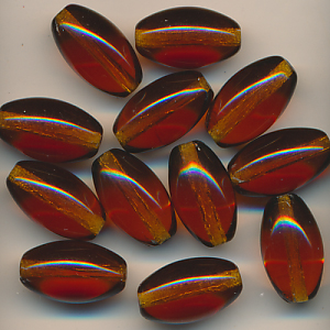 Glasperlen braun klar, Inhalt 12 Stück, Größe 14 x 8 mm