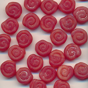 Glasperlen rot matt, Inhalt 12 Stück, Größe 8 x 4 mm