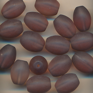 Glasperlen violett lila matt, Inhalt 6 Stück, Größe 13 x 10 mm