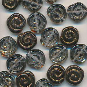 Glasperlen grau-gold, Inhalt 6 Stück, Größe 11 x 4 mm