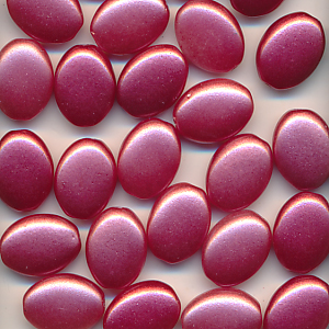 Glasperlen bordeaux rot metallic, Inhalt 8 Stück, Größe 9 x 12 mm