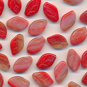 Glasperlen rot marmor, Inhalt 10 Stück, Größe 12 x 8 mm, Tropfen