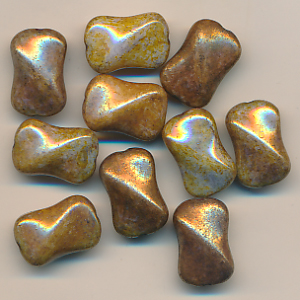 Glasperlen gold braun, Inhalt 5 Stück, Größe 15 x 10 mm