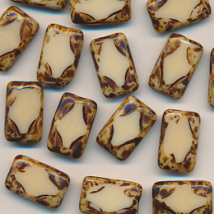 Glasperlen braun ocker, Inhalt 4 Stück, Größe 17 x 11 mm