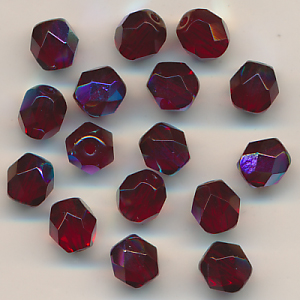 Facettenperlen rubin-rot rainbow, Inhalt 16 Stück, Größe 6 mm