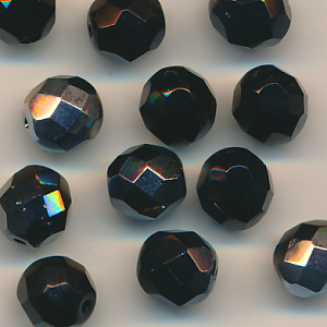 Facettenperlen schwarz silber, Inhalt 6 Stück, Größe 8 mm