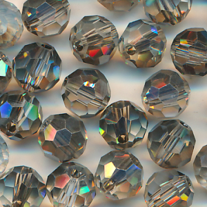 Facettenperlen grau klar, Inhalt 12 Stück, Größe 8 mm