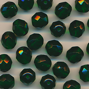 Facettenperlen wald-grün, Inhalt 10 Stück, Größe 10 mm
