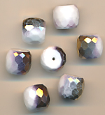 Facettenperlen weiß kupfer-rainbow, Inhalt 4 Stück, Größe 12 x 14 mm, Walze