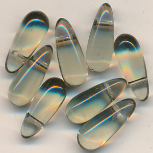 Glasperlen grau, 8 Stück, Größe 13 mm, Tropfen