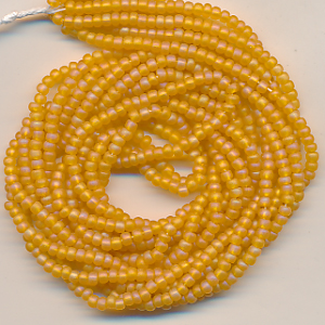 Rocailles gold-orange rainbow matt, Inhalt 7 g, Größe 10/0, böhmisch Strang