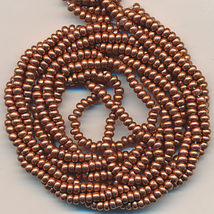 Rocailles kupfer metallic, Inhalt 7,5 g, Größe 10/0, böhmisch Strang