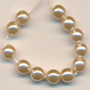 Wachsperlen perlmutt, Inhalt 12 Stück Größe 6 mm, antik