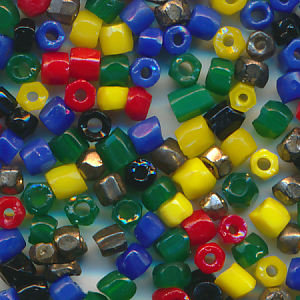 Cut-Perlen bunt, Inhalt 9 g, Größe 10/0, antik fein