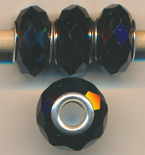 Facettenperlen jet schwarz, Inhalt 2 Stück, Größe 14 mm