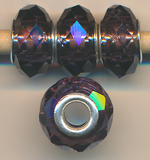 Facettenperlen violett, Inhalt 2 Stück, Größe 14 mm