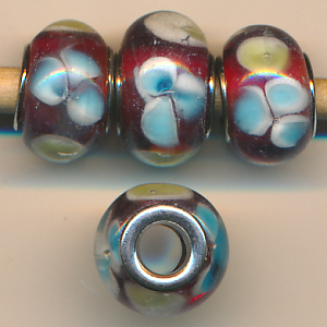 Glasperlen rot blau grün, Inhalt 2 Stück, Größe 15 mm