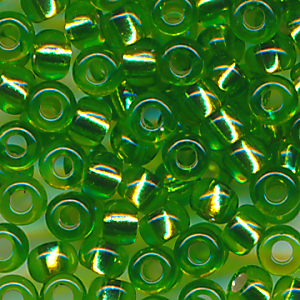 Rocailles grün silber lining, Inhalt 7 g, Größe 9/0, böhmisch