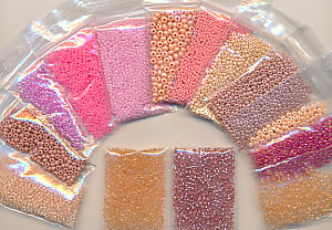 Wundertüte Rocailles rosa rose, Inhalt 50 g, 6-10 Tüten pro Pack, Glas sortiert wechselnd